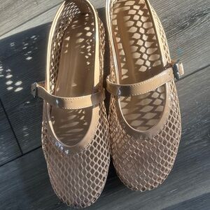 Women's Tan Mesh Mary Jane Shoes Tony  Bianco